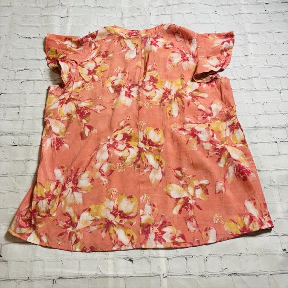 Cocomo Woman Floral Pleated Flutter Sleeve Tropical Popover Top size 1X - Picture 8 of 9
